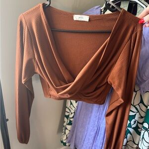 Rust Long Sleeve Wrap Top